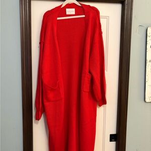 Panache Vibrant Red Long Cardigan sz XL
